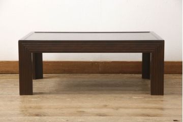 松本民芸家具のG型座卓の見た目を変えずに奇麗にリペア!お客様のご希望に合わせて塗装を剥離して、輪ジミのできにくい塗料で再塗装。(センターテーブル、リビングテーブル、ローテーブル)