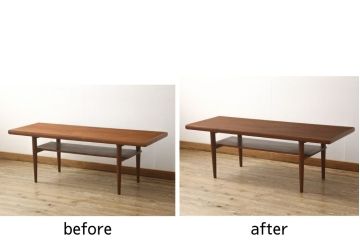 センターテーブルをリペア&カスタム!お客様のご希望に合わせて脚の高さが500mmになるようカット。(リビングテーブル、ローテーブル)