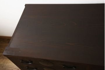 明治時代の収納箪笥の見た目を変えずに奇麗にリペア!現状をベースに着色。(時代箪笥、整理タンス、収納たんす、引き出し、ローチェスト、ローボード)