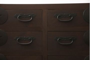 明治時代の収納箪笥の見た目を変えずに奇麗にリペア!現状をベースに着色。(時代箪笥、整理タンス、収納たんす、引き出し、ローチェスト、ローボード)