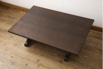北海道民芸家具の折り畳み式テーブルの見た目を変えずに奇麗にリペア!天板の塗装を剥離して輪ジミのできにくい塗料で再塗装。(ローテーブル、ちゃぶ台、文机、センターテーブル、折り畳み)