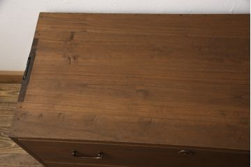桐箪笥をリペア&カスタム!天板を補強し、金具をフラットに修正加工。自然な茶色に着色仕上げ。(ローボード、テレビ台、ローチェスト、引き出し、桐箪笥、桐たんす、収納箪笥、時代箪笥)