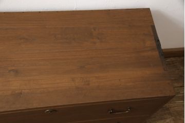 桐箪笥をリペア&カスタム!天板を補強し、金具をフラットに修正加工。自然な茶色に着色仕上げ。(ローボード、テレビ台、ローチェスト、引き出し、桐箪笥、桐たんす、収納箪笥、時代箪笥)