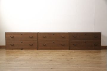 桐箪笥をリペア&カスタム!天板を補強し、金具をフラットに修正加工。自然な茶色に着色仕上げ。(ローボード、テレビ台、ローチェスト、引き出し、桐箪笥、桐たんす、収納箪笥、時代箪笥)