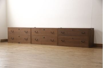 桐箪笥をリペア&カスタム!天板を補強し、金具をフラットに修正加工。自然な茶色に着色仕上げ。(ローボード、テレビ台、ローチェスト、引き出し、桐箪笥、桐たんす、収納箪笥、時代箪笥)