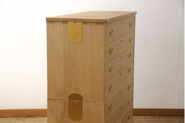 重ね総桐箪笥をリペア&カスタム!上段に国産桐材の天板の取り付け。上下段ともに木地色仕上げ。(桐たんす、総桐たんす、桐タンス、和たんす、引き出し、チェスト)