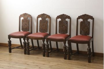 ダイニングチェアをリペア&カスタム!座面の生地を張替え、硬さを調節。木部は1トーン濃くなるよう着色仕上げ。(イス、椅子)