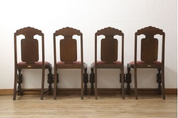 ダイニングチェアをリペア&カスタム!座面の生地を張替え、硬さを調節。木部は1トーン濃くなるよう着色仕上げ。(イス、椅子)