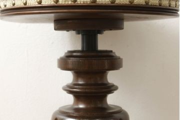 大正初期のスツールをリペア&カスタム!座面の生地を張替え、1トーン落ち着いた色味に着色仕上げ。(丸椅子、回転椅子、回転チェア、イス)
