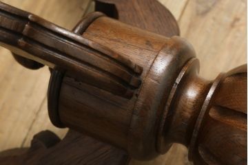 大正初期のスツールをリペア&カスタム!座面の生地を張替え、1トーン落ち着いた色味に着色仕上げ。(丸椅子、回転椅子、回転チェア、イス)