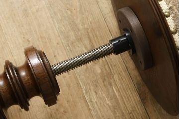 大正初期のスツールをリペア&カスタム!座面の生地を張替え、1トーン落ち着いた色味に着色仕上げ。(丸椅子、回転椅子、回転チェア、イス)