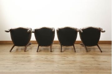 バルーンバックチェアをリペア&カスタム!座面の生地を張替え、木部はは1トーン落ち着いた色味に着色仕上げ。(ダイニングチェア、椅子)