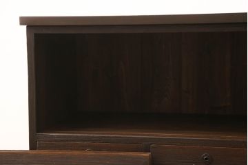 桐箪笥をリペア&カスタム!天板と木製脚を取り付けローボードに。引き戸は切り抜き浅野は模様のガラスを取り付け。現状をベースに着色仕上げ。(テレビ台、テレビボード、収納箪笥、和タンス、引き出し、戸棚、収納棚、キャビネット、リビングボード)