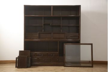 二段重ね箪笥をリペア&カスタム!引き出しの取っ手を交換し、全体を1トーン落ち着いた色味に着色仕上げ。(キャビネット、食器棚、収納棚、戸棚、飾り棚、茶棚)