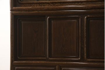 二段重ね箪笥をリペア&カスタム!引き出しの取っ手を交換し、全体を1トーン落ち着いた色味に着色仕上げ。(キャビネット、食器棚、収納棚、戸棚、飾り棚、茶棚)