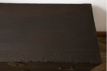 昭和初期の箪笥の見た目を変えずに綺麗にリペア!元の味を活かしてチェスナット系に着色仕上げ。(ローボード、ローチェスト、テレビ台、テレビボード、収納箪笥、衣装箪笥、引き出し)