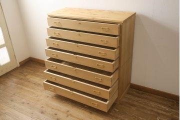 加茂総桐箪笥をリペア&カスタム!ヒノキ新材の天板を新たに取り付け、全体を木地色仕上げ。(総桐たんす、桐タンス、和たんす、引き出し、収納たんす、チェスト)