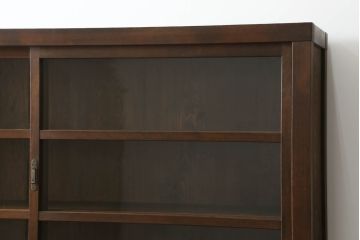 二段重ね収納棚をリペア&カスタム!奥行きをリサイズし、全体を1トーン落ち着いた色味に着色仕上げ。(キャビネット、戸棚、食器棚、飾り棚、ガラスケース、店舗什器、本箱、ブックケース)