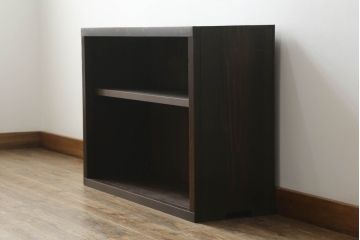 昭和初期の飾り棚をリペア&カスタム!A4サイズに合わせて棚板を調整。1トーン濃い色味に着色仕上げ。(オープンラック、本棚、書棚、陳列棚、収納棚、サイドボード、サイドキャビネット、店舗什器)