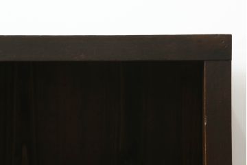 昭和初期の飾り棚をリペア&カスタム!A4サイズに合わせて棚板を調整。1トーン濃い色味に着色仕上げ。(オープンラック、本棚、書棚、陳列棚、収納棚、サイドボード、サイドキャビネット、店舗什器)