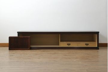 志太民芸家具のローボードをリペア&カスタム!元の色味を活かしつつ1トーン落ち着いた色に着色仕上げ。(サイドボード、和箪笥、収納箪笥、整理タンス、テレビ台、テレビボード、引き出し)
