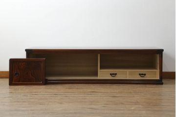 志太民芸家具のローボードをリペア&カスタム!元の色味を活かしつつ1トーン落ち着いた色に着色仕上げ。(サイドボード、和箪笥、収納箪笥、整理タンス、テレビ台、テレビボード、引き出し)
