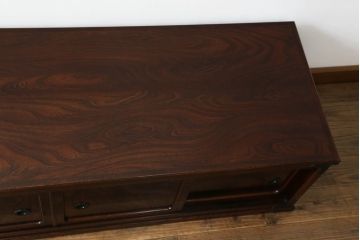 志太民芸家具のローボードをリペア&カスタム!元の色味を活かしつつ1トーン落ち着いた色に着色仕上げ。(サイドボード、和箪笥、収納箪笥、整理タンス、テレビ台、テレビボード、引き出し)