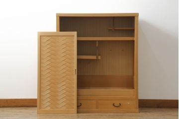 置き水屋の見た目を変えずに綺麗にリペア!水受けにステンレス製のバットを設置。(置水屋、茶水屋、戸棚、茶棚、収納棚、網代引戸)