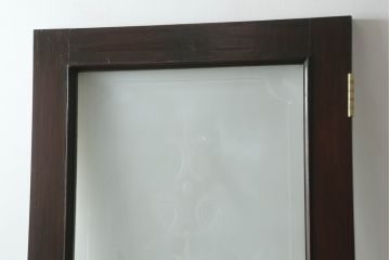 ペイントドアをリペア&カスタム!設置場所に合わせて仕様を変更し、戸枠を新たに製作。表面は茶色・裏面は白でペイント仕上げ。エッチングガラス、彫刻ガラス、切子ガラス、英国、玄関ドア、玄関扉、建具)