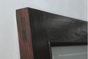 ペイントドアをリペア&カスタム!設置場所に合わせて仕様を変更し、戸枠を新たに製作。表面は茶色・裏面は白でペイント仕上げ。エッチングガラス、彫刻ガラス、切子ガラス、英国、玄関ドア、玄関扉、建具)