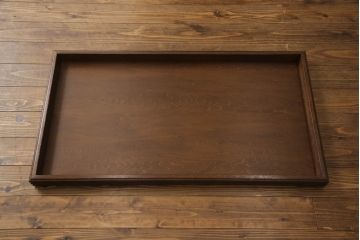 スタッキングシャツケースをリペア&カスタム!高品質リペアを施し、茶色で着色仕上げ。本体と合わせたデザインのお盆を新規製作。(キャビネット、収納棚、戸棚、引き出し、店舗什器)