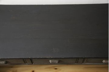 カウンターテーブルの見た目を変えずに綺麗にリペア!金具も現状の物を使用。元のペイントを活かして仕上げ。(作業台、デスク、在宅ワーク、在宅用レジ台、収納棚、店舗什器、オルタネイティブ品、改造品、引き出し)