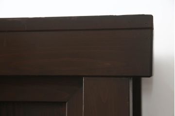 水屋箪笥をリペア&カスタム!下段に棚板を製作し追加。網部分をクリアガラスに変更。1トーン落ち着いた色味に着色仕上げ。(キャビネット、食器棚、収納棚、戸棚)