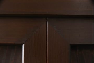 水屋箪笥をリペア&カスタム!下段に棚板を製作し追加。網部分をクリアガラスに変更。1トーン落ち着いた色味に着色仕上げ。(キャビネット、食器棚、収納棚、戸棚)
