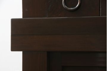 水屋箪笥をリペア&カスタム!下段に棚板を製作し追加。網部分をクリアガラスに変更。1トーン落ち着いた色味に着色仕上げ。(キャビネット、食器棚、収納棚、戸棚)