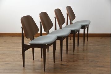 ダイニングチェアをリペア&カスタム!座面の生地を張替え、背もたれは木製に変更。1トーン落ち着いた色味に着色仕上げ。(椅子、イス、イギリス、英国)