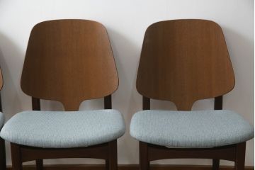 ダイニングチェアをリペア&カスタム!座面の生地を張替え、背もたれは木製に変更。1トーン落ち着いた色味に着色仕上げ。(椅子、イス、イギリス、英国)
