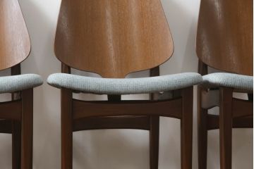 ダイニングチェアをリペア&カスタム!座面の生地を張替え、背もたれは木製に変更。1トーン落ち着いた色味に着色仕上げ。(椅子、イス、イギリス、英国)