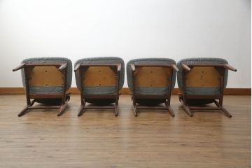 ダイニングチェアをリペア&カスタム!座面の生地を張替え、背もたれは木製に変更。1トーン落ち着いた色味に着色仕上げ。(椅子、イス、イギリス、英国)