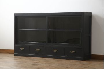 収納棚をリペア&カスタム!新たに可動式の棚板を製作。マットブラックでペイント仕上げ。(戸棚、サイドボード、サイドキャビネット、引き出し)