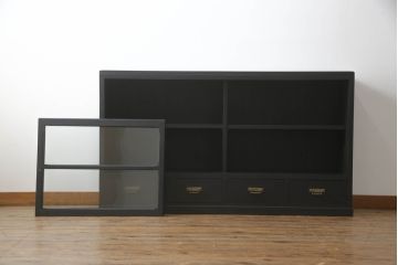 収納棚をリペア&カスタム!新たに可動式の棚板を製作。マットブラックでペイント仕上げ。(戸棚、サイドボード、サイドキャビネット、引き出し)