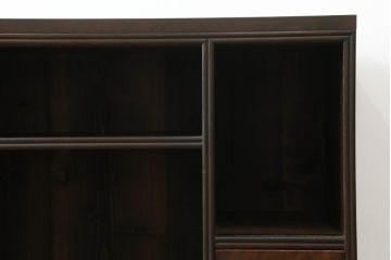 テレビ台をリペア&カスタム!新たにヒノキ無垢材の天板と木製脚を取り付け、背面に配線用穴あけ加工。(テレビボード、収納棚、戸棚、ローボード、サイドボード、サイドキャビネット、引き出し)