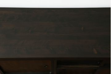 テレビ台をリペア&カスタム!新たにヒノキ無垢材の天板と木製脚を取り付け、背面に配線用穴あけ加工。(テレビボード、収納棚、戸棚、ローボード、サイドボード、サイドキャビネット、引き出し)