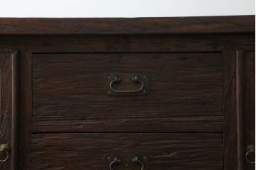 カウンターテーブルをリペア&カスタム!脚をカットし、新に鉄脚を取り付け。1トーン落ち着いた色味に着色仕上げ。(サイドキャビネット、サイドボード、収納棚、戸棚、リビングボード、引き出し)