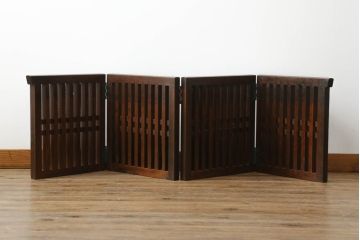 帳場格子をリペア&カスタム!中央部を切断し、3つ折りから4つ折りへ加工。1トーン落ち着いた色味に着色仕上げ。(パーテーション、衝立て、つい立て)