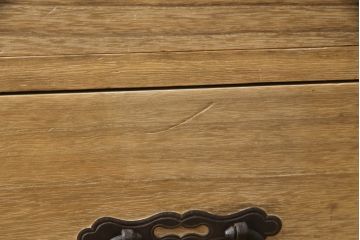 庄内箪笥のローボードの見た目を変えずに綺麗にリペア!クリアワックスで木地色仕上げ。(総桐箪笥、総桐たんす、収納タンス、時代箪笥、引き出し、テレビ台、テレビボード、ローチェスト)