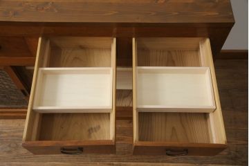 水屋箪笥をリペア&カスタム!高品質リペアを施し、高さをリサイズ。棚板と可動式トレーを製作。(食器棚、戸棚、収納棚、サイドボード、引き出し)