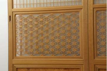 組子入りガラス帯戸をリペア&カスタム!設置場所に合わせて高さをリサイズ。(帯戸、引き戸、ガラス戸、建具)