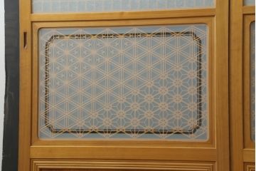 組子入りガラス帯戸をリペア&カスタム!設置場所に合わせて高さをリサイズ。(帯戸、引き戸、ガラス戸、建具)