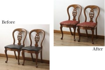 バルーンバックチェアをリペア&カスタム!高品質リペアを施し、座面は生地の張替え。(ダイニングチェア、椅子、イス)